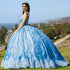 Embroidered Lace Applique Strapless Sheer Corset Ombre Ball Gown for Women 4/XS-16/3X